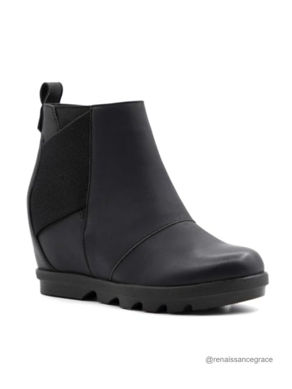 Women's Hidden Wedge Ankle Bootie Faux Leather Slip-On